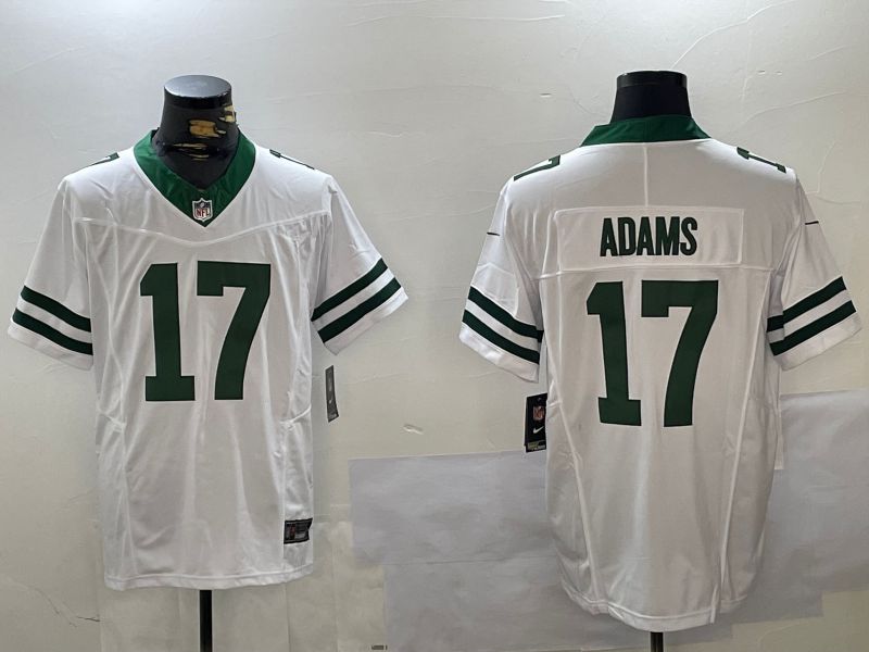 Men New York Jets #17 Adams White Throwback 2024 Nike Vapor Limited NFL Jersey style 2